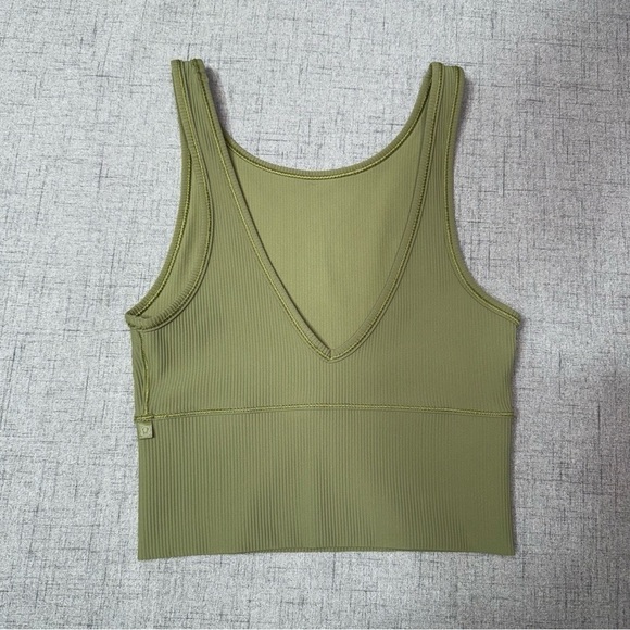 Lululemon Power Pivot Ribbed Tank Top Bronze Green Size 4 - Picture 6 of 8
